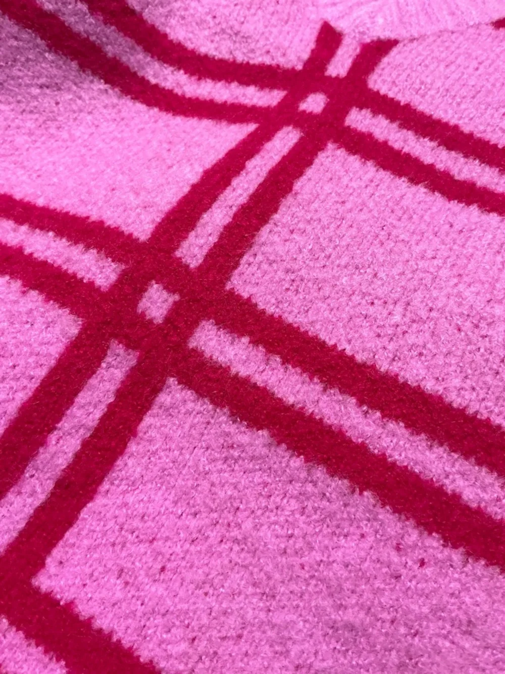 Grey Lab Hot Pink Plaid Oversized Sweater Vest Anthropologie - Picture 3 of 8